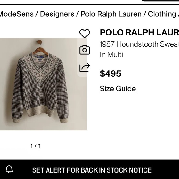 Vintage Polo Ralph Lauren Fair Isle Houndstooth Knit Sweater Wool Silk Linen M - Picture 8 of 8